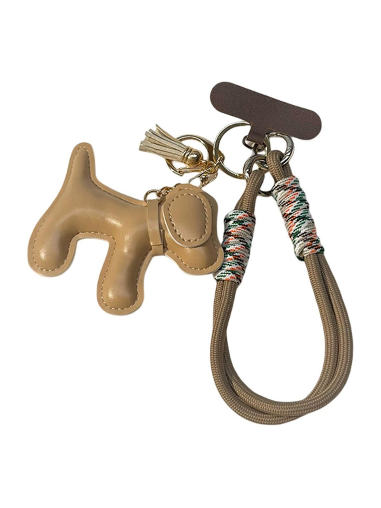 Bijou de sac chien, breloque colorée, porte - clés fantaisie, sangle téléphone, accessoire tendance, modèle Tintin - Beige