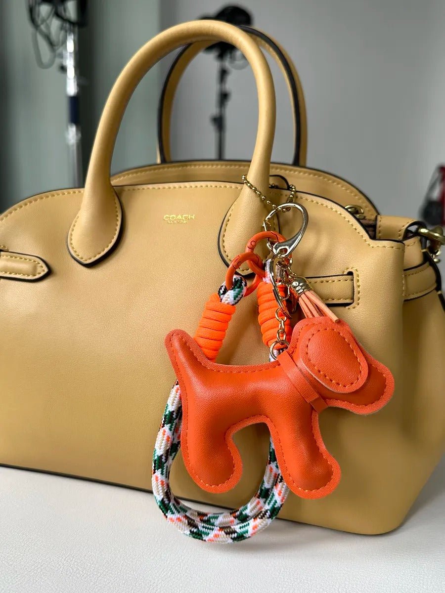Bijou de sac chien, breloque colorée, porte - clés fantaisie, sangle téléphone, accessoire tendance, modèle Tintin - Orange