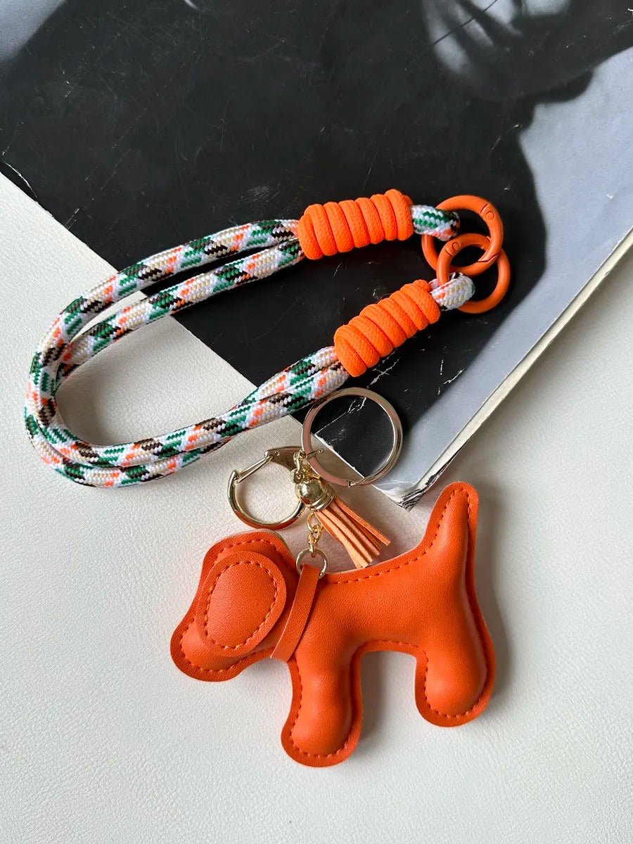 Bijou de sac chien, breloque colorée, porte - clés fantaisie, sangle téléphone, accessoire tendance, modèle Tintin - Orange