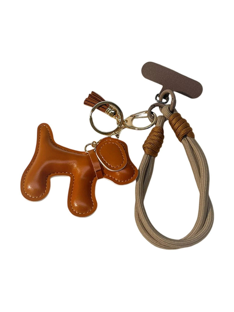 Bijou de sac chien, breloque colorée, porte - clés fantaisie, sangle téléphone, accessoire tendance, modèle Tintin - Marron