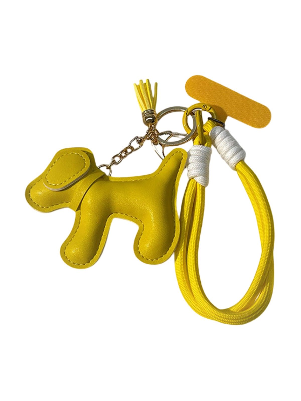 Bijou de sac chien, breloque colorée, porte - clés fantaisie, sangle téléphone, accessoire tendance, modèle Tintin - Jaune