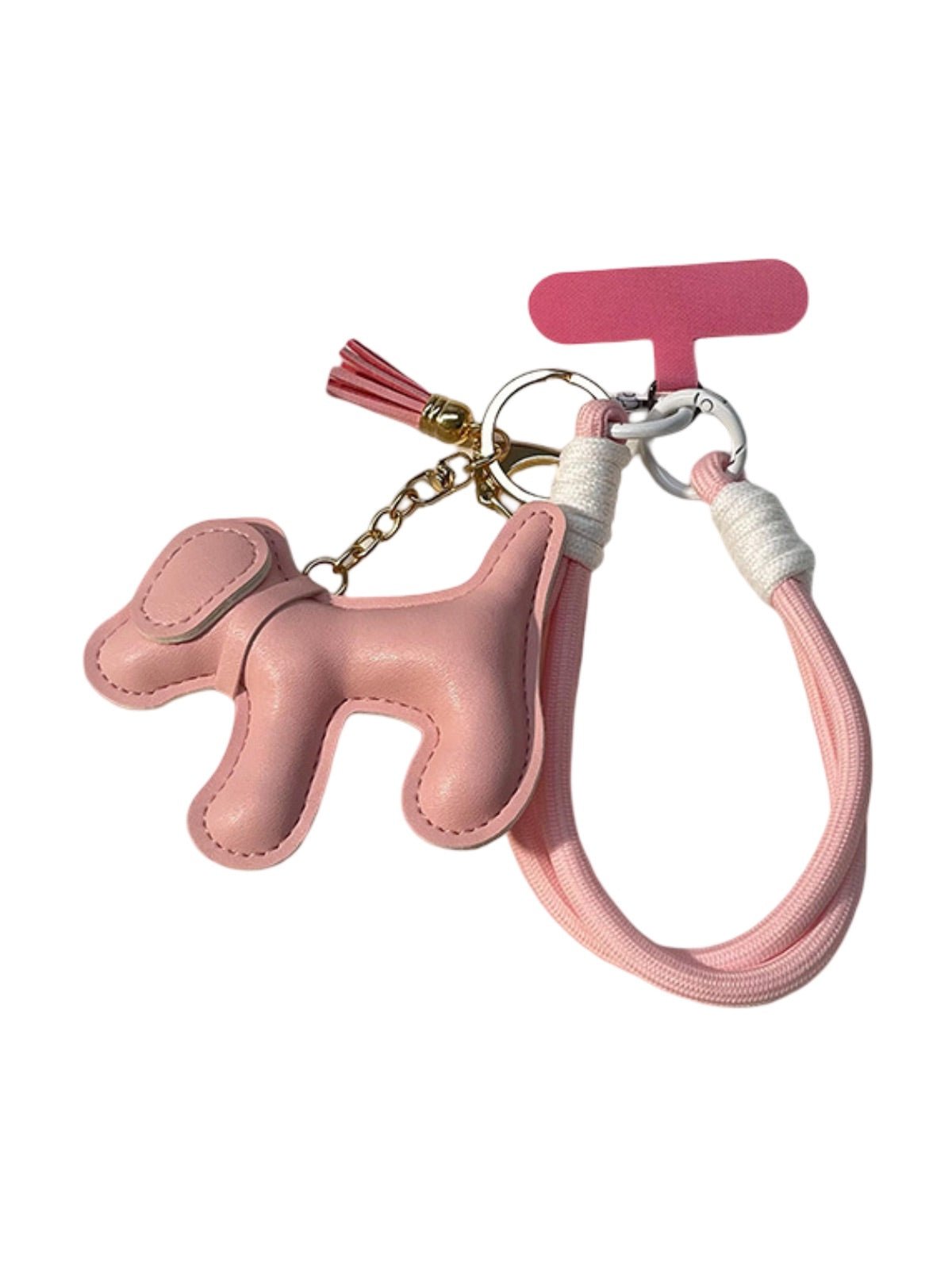 Bijou de sac chien, breloque colorée, porte - clés fantaisie, sangle téléphone, accessoire tendance, modèle Tintin - Rose