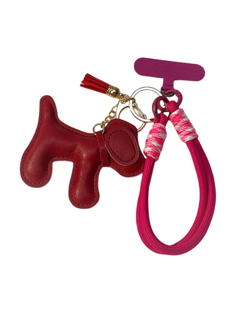 Bijou de sac chien, breloque colorée, porte - clés fantaisie, sangle téléphone, accessoire tendance, modèle Tintin - Bordeaux