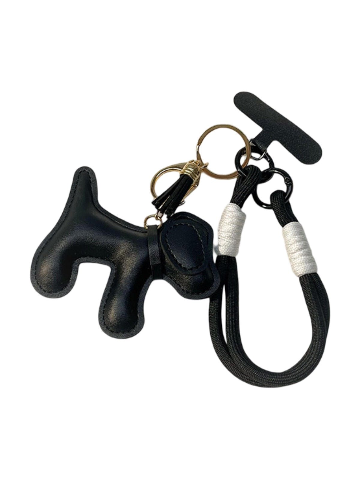 Bijou de sac chien, breloque colorée, porte - clés fantaisie, sangle téléphone, accessoire tendance, modèle Tintin - Noir