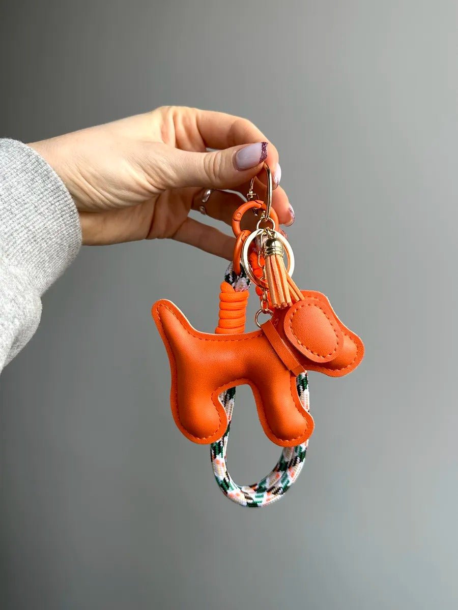 Bijou de sac chien, breloque colorée, porte - clés fantaisie, sangle téléphone, accessoire tendance, modèle Tintin - Orange