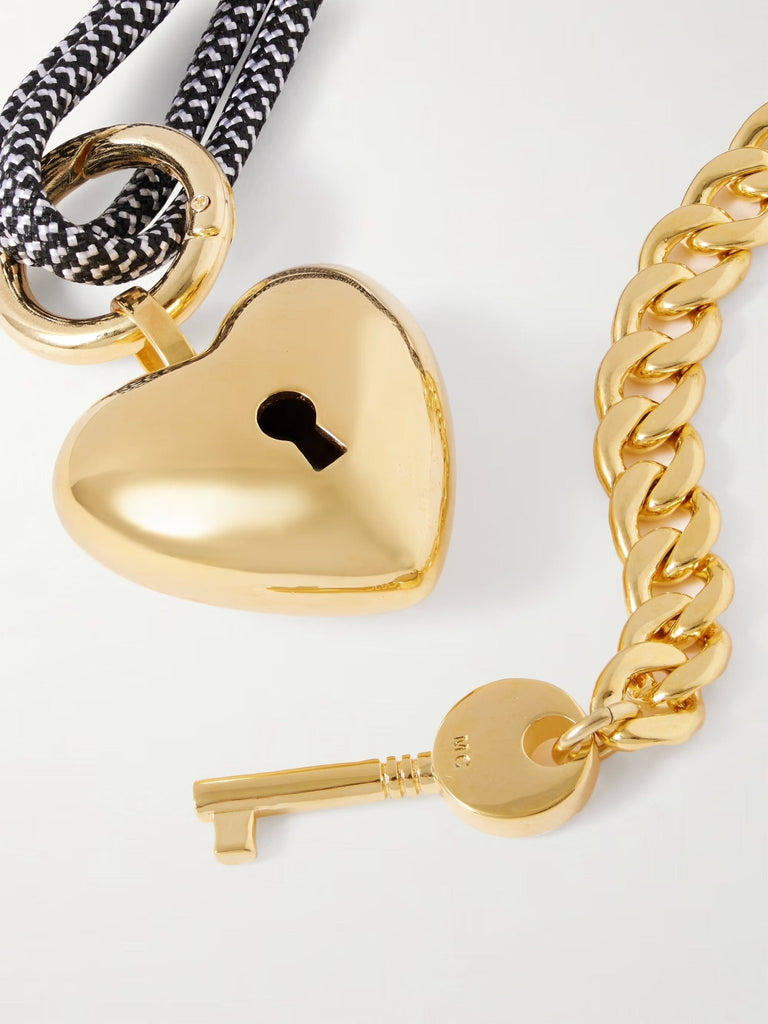 Bijou de sac cœur doré, porte - clés cadenas, breloque clé chic, accessoire sac luxe, bijou mode urbaine, modèle Marta - Or