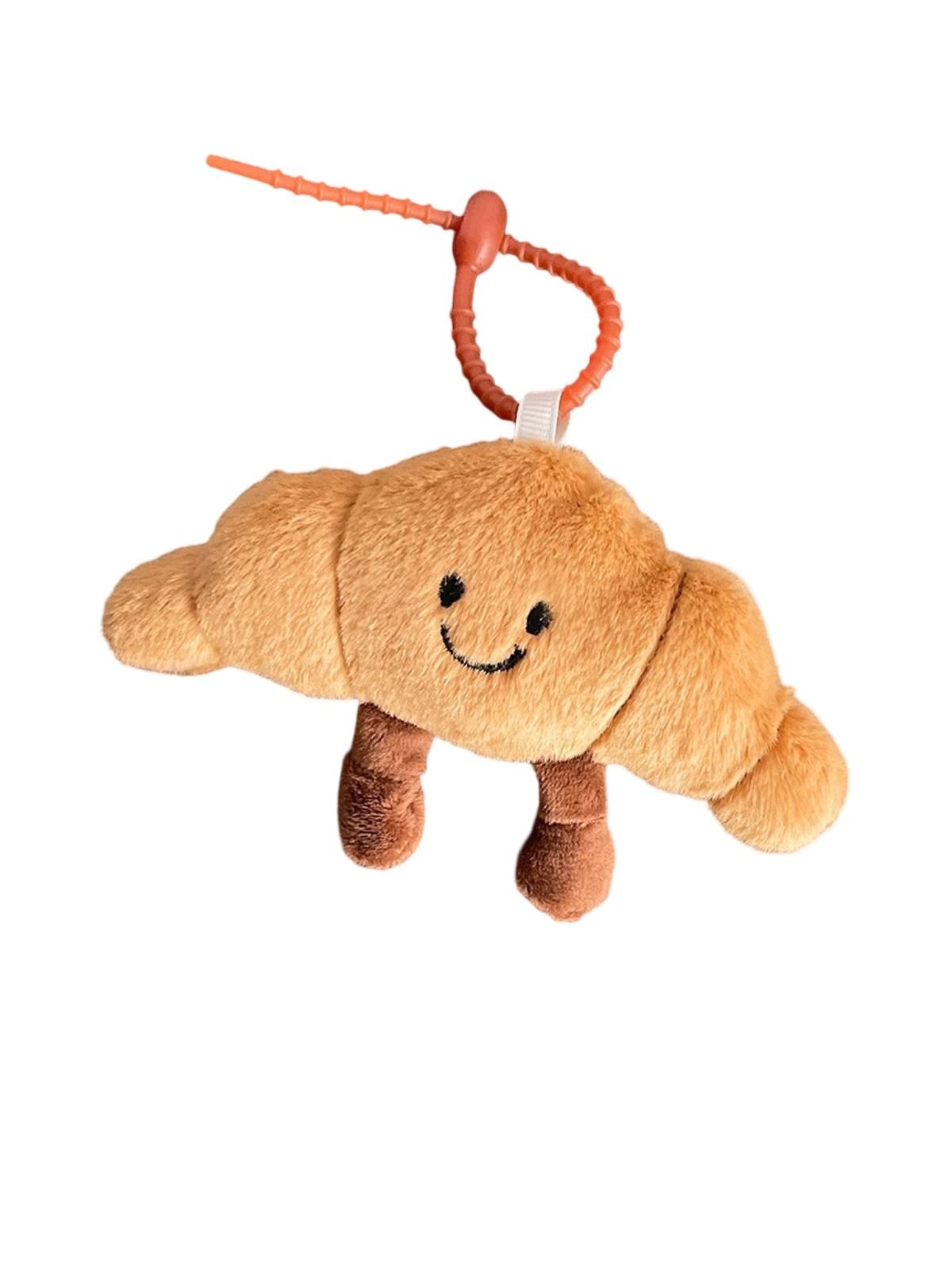 Bijou de sac croissant moelleux, peluche kawaii, breloque fantaisie, porte - clé rigolo, idée cadeau fille, modèle Okla - Camel