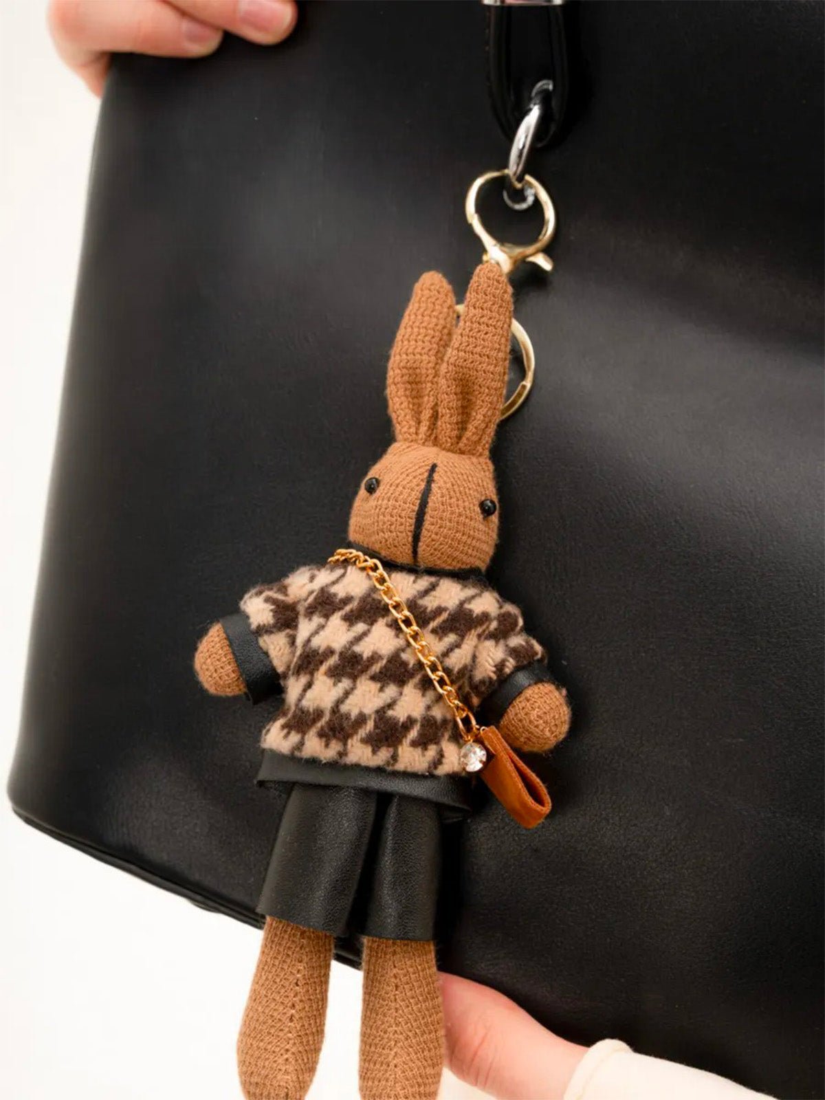 Bijou de sac lapin, breloque sac, accessoire mignon, peluche mode, bijou fantaisie, modèle Rabby - Beige