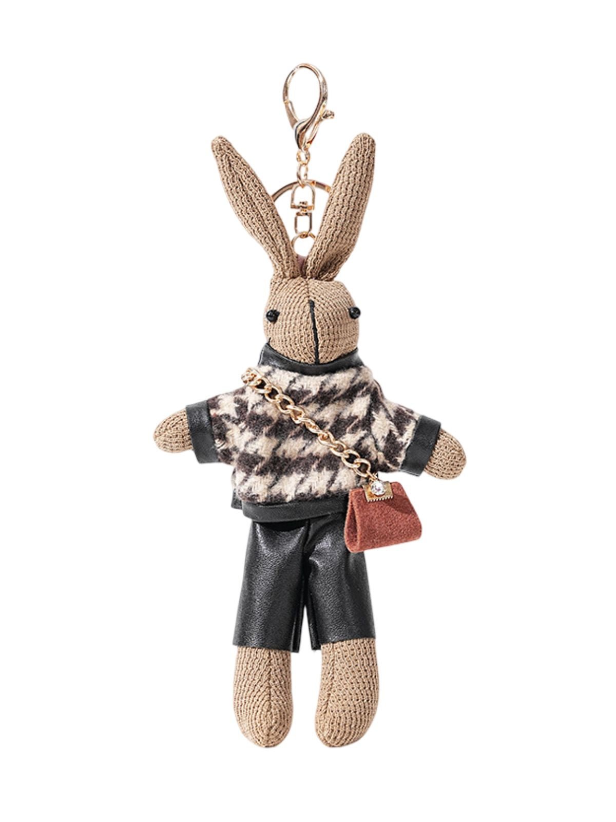 Bijou de sac lapin, breloque sac, accessoire mignon, peluche mode, bijou fantaisie, modèle Rabby - Beige