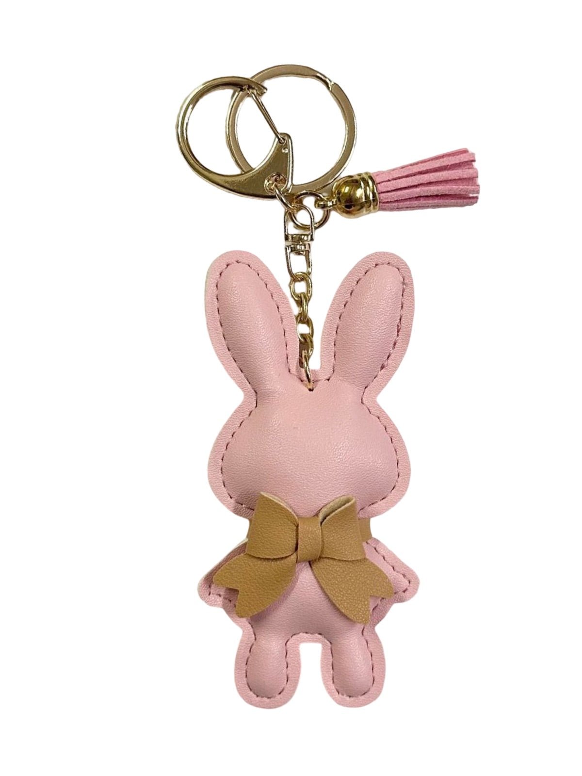 Bijou de sac lapin, porte - clés mignon, pompon cuir, breloque lapin, accessoire sac, modèle Lili - Rose