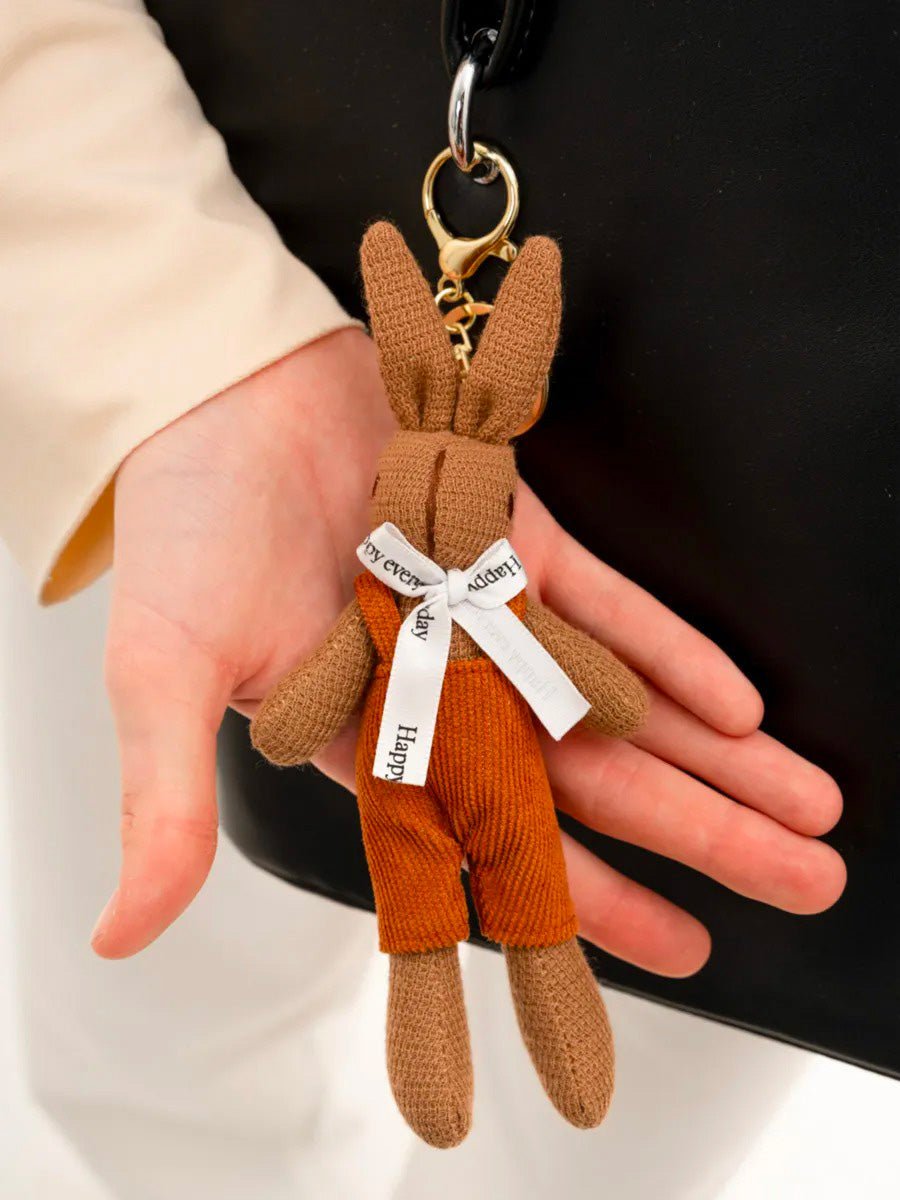 Bijou de sac lapin, porte - clés tissu, peluche douce, breloque sac fille, accessoire kawaii, modèle Piana - Camel