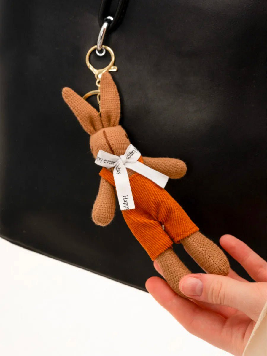 Bijou de sac lapin, porte - clés tissu, peluche douce, breloque sac fille, accessoire kawaii, modèle Piana - Camel