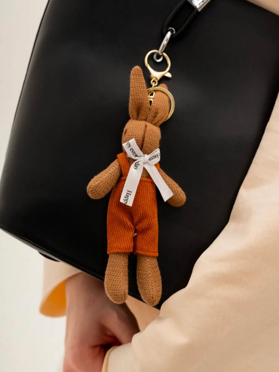 Bijou de sac lapin, porte - clés tissu, peluche douce, breloque sac fille, accessoire kawaii, modèle Piana - Camel