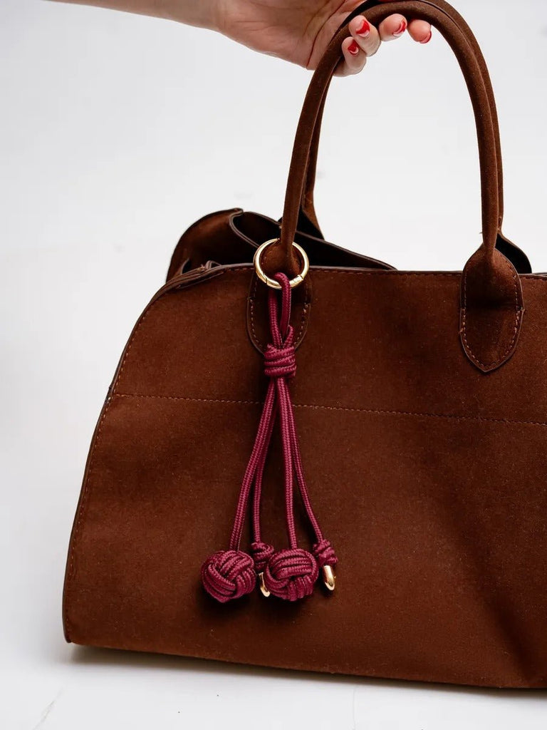 Bijou de sac nœud marin, breloque bordeaux, accessoire sac en nylon, porte - clés tendance, anneau doré, modèle Théodora - Bordeaux