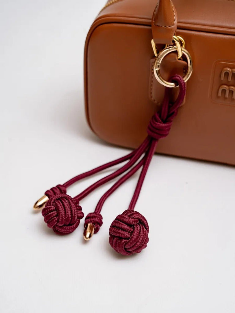 Bijou de sac nœud marin, breloque bordeaux, accessoire sac en nylon, porte - clés tendance, anneau doré, modèle Théodora - Bordeaux