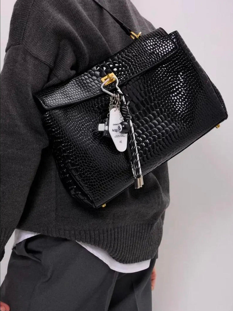 Bijou de sac, porte - clés fantaisie, noir et blanc, appareil photo, boule de billard, cordons, modèle Lounia - Noir