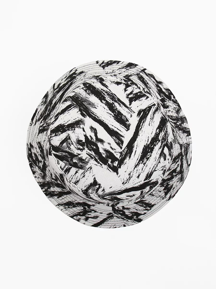 Bob coton réversible, imprimé tie - dye, noir et blanc, homme femme, protection solaire, modèle Vaco - Casquette - Blanc et noir