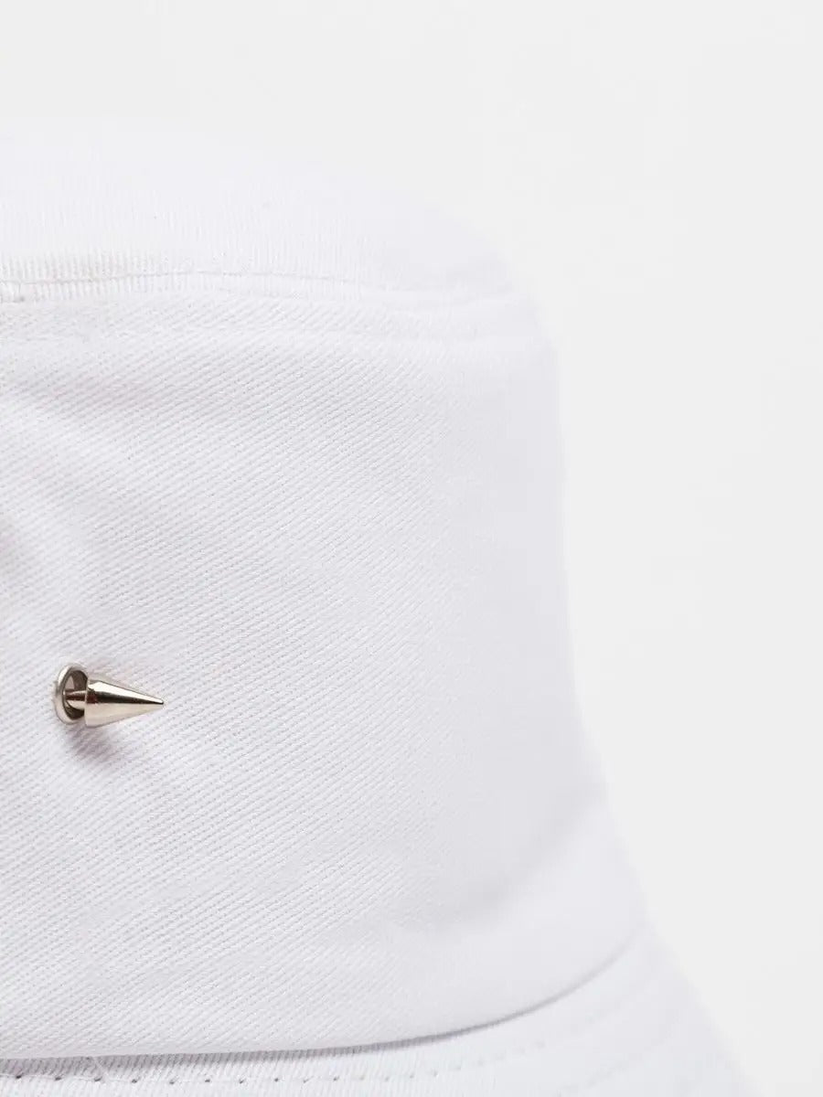 Bob en coton, avec anneaux et pics en métal, chapeau streetwear unisexe, respirant, modèle Louka - Bob - Blanc