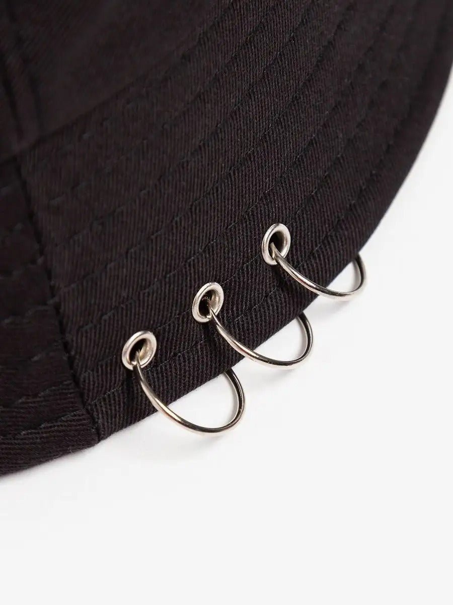 Bob en coton, avec anneaux et pics en métal, chapeau streetwear unisexe, respirant, modèle Louka - Bob - Noir
