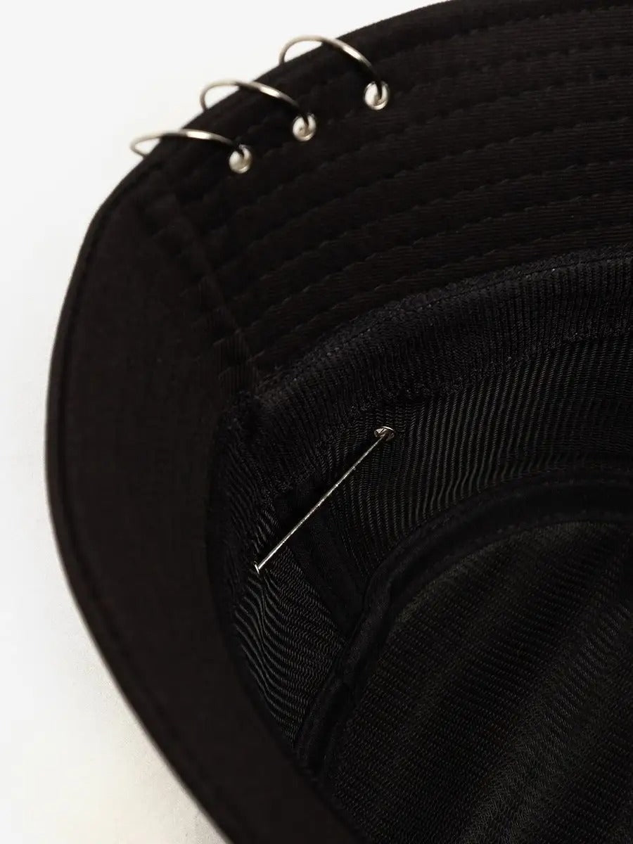 Bob en coton, avec anneaux et pics en métal, chapeau streetwear unisexe, respirant, modèle Louka - Bob - Noir