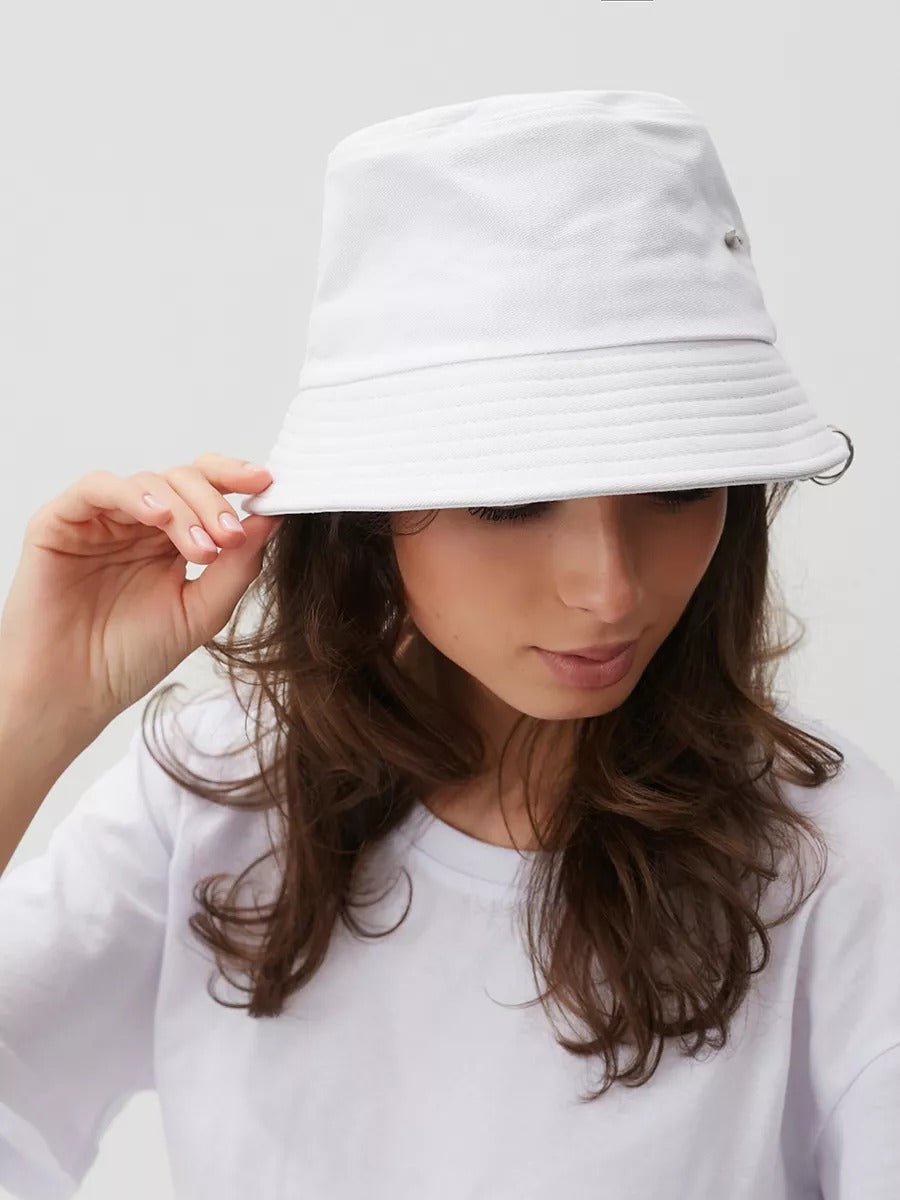 Bob en coton, avec anneaux et pics en métal, chapeau streetwear unisexe, respirant, modèle Louka - Bob - Blanc