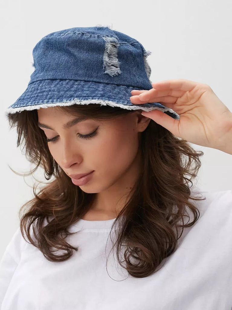 Bob en jean usé, effet vieilli, bords effilochés, style unisexe, tendance Y2K, modèle Kelips - Bob - Gris foncé