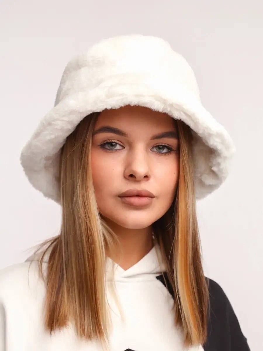 Bob hiver, panama fausse fourrure, doublé polaire, doux, modèle Arian - Bob - Blanc
