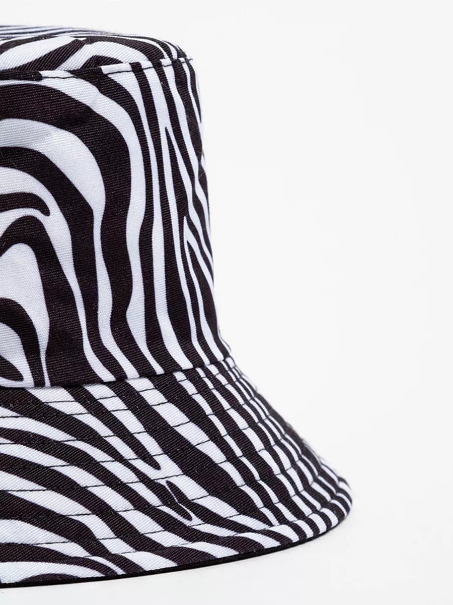 Bob réversible zèbre noir, chapeau en polyester, streetwear respirant, accessoire été plage, protection solaire, modèle Zébra - Bob - Blanc et noir