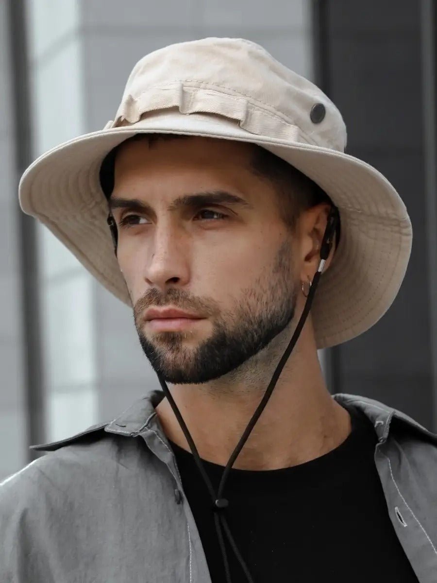 Bob streetwear et techwear, ajustable, anti - UV, avec cordon, gorpcore, chapeau de randonnée, modèle Elior - Bob - Beige