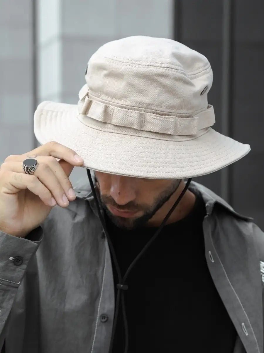 Bob streetwear et techwear, ajustable, anti - UV, avec cordon, gorpcore, chapeau de randonnée, modèle Elior - Bob - Beige