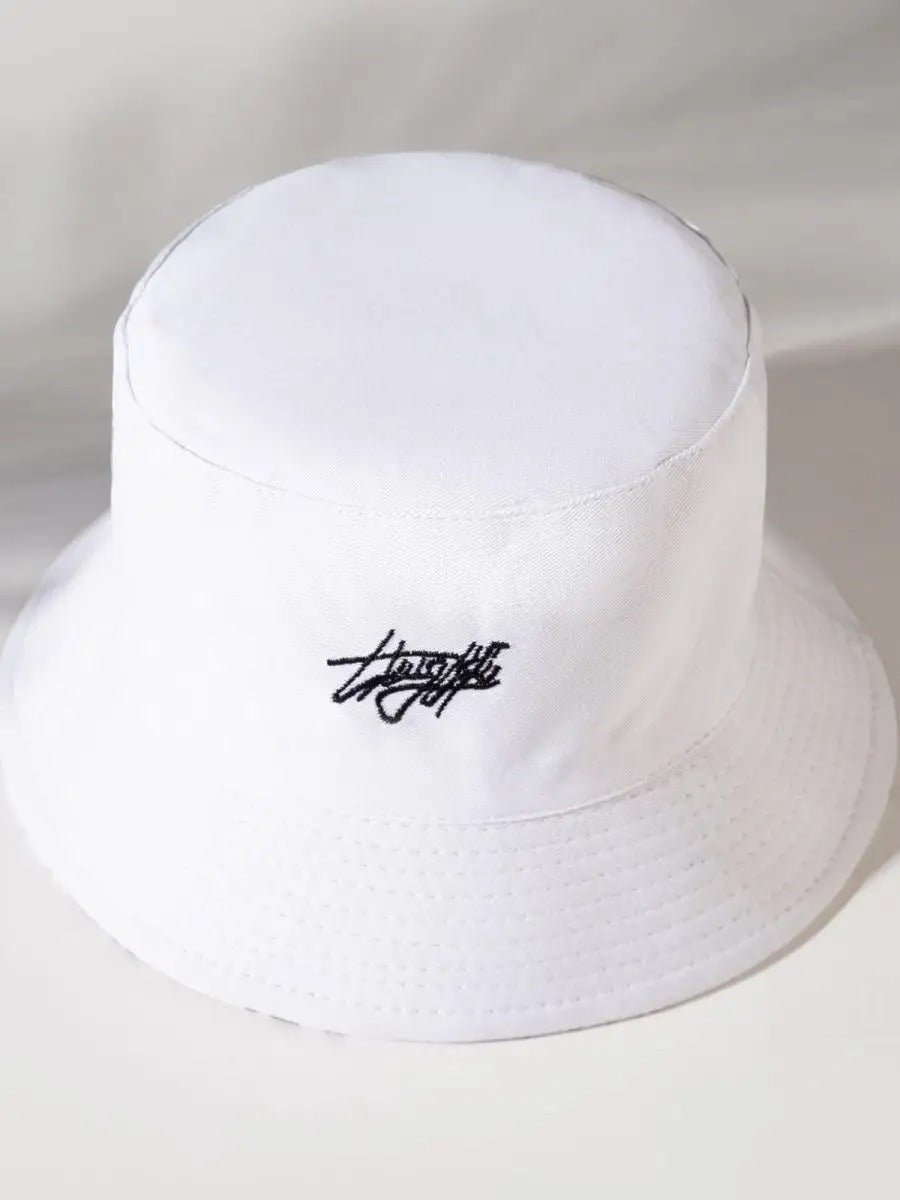 Bob streetwear réversible, imprimé graffiti, coton respirant, broderie Thug Life, mixte, modèle Hérry - Casquette - Blanc