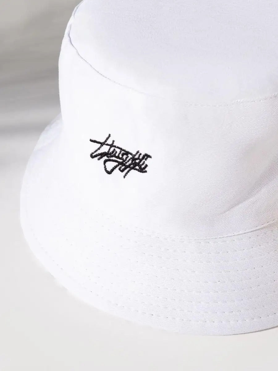 Bob streetwear réversible, imprimé graffiti, coton respirant, broderie Thug Life, mixte, modèle Hérry - Casquette - Blanc
