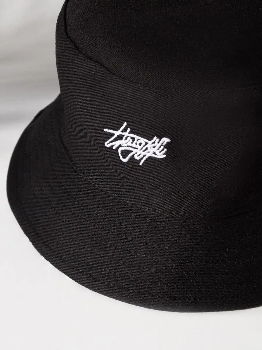 Bob streetwear réversible, imprimé graffiti, coton respirant, broderie Thug Life, mixte, modèle Hérry - Casquette - Noir