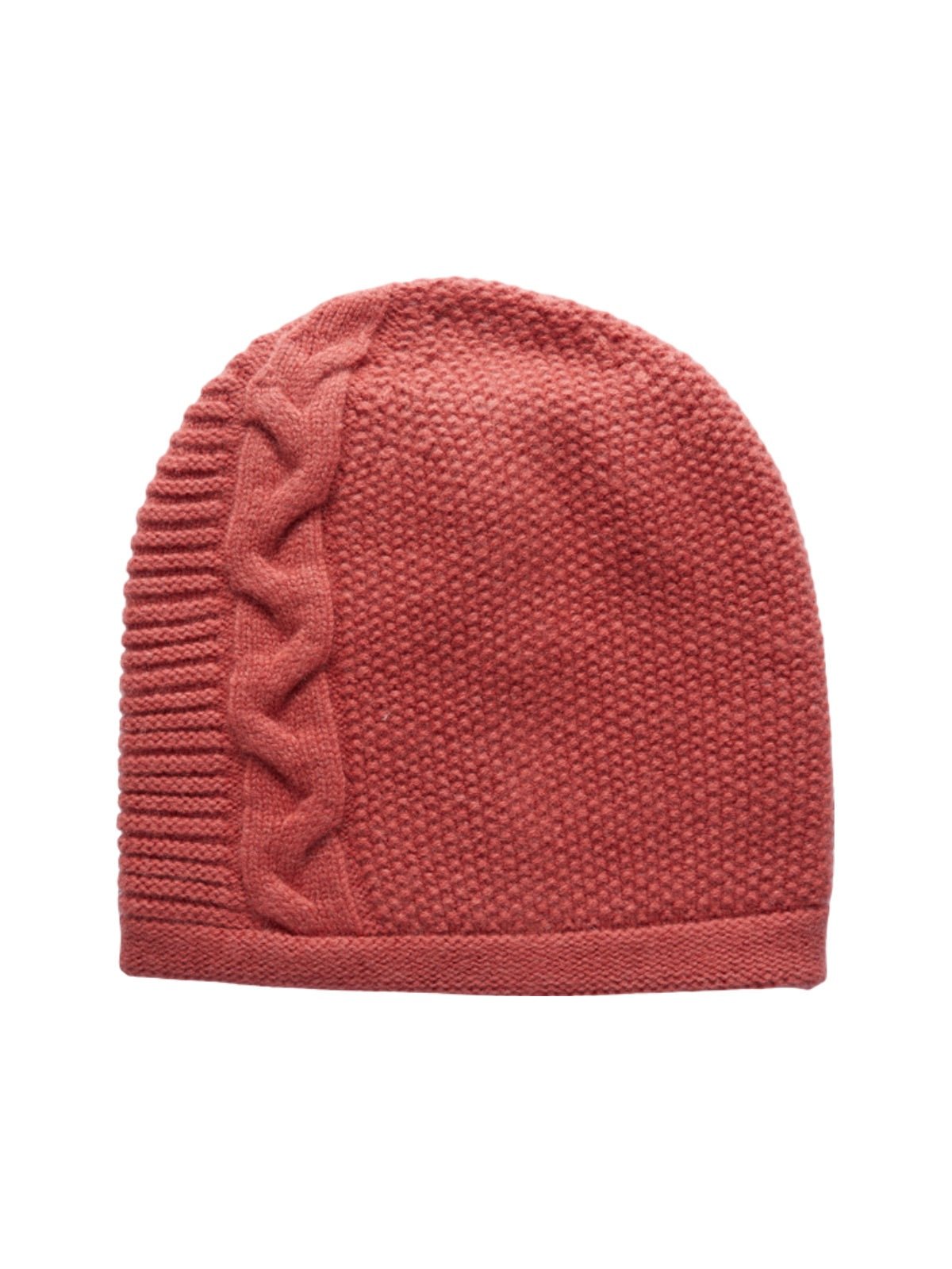Bonnet chaud en laine douce, tricot torsadé style minimal, accessoire d’hiver confortable et ajusté, modèle Haruma - Bonnets - Rouge