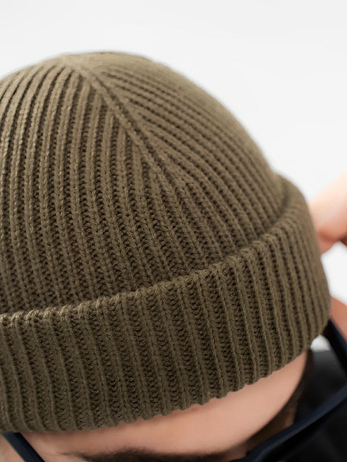 Bonnet docker côtelé, court unisexe, chaud pour l'hiver, bonnet à revers, maille fine, modèle Jino - Bonnets - Taupe