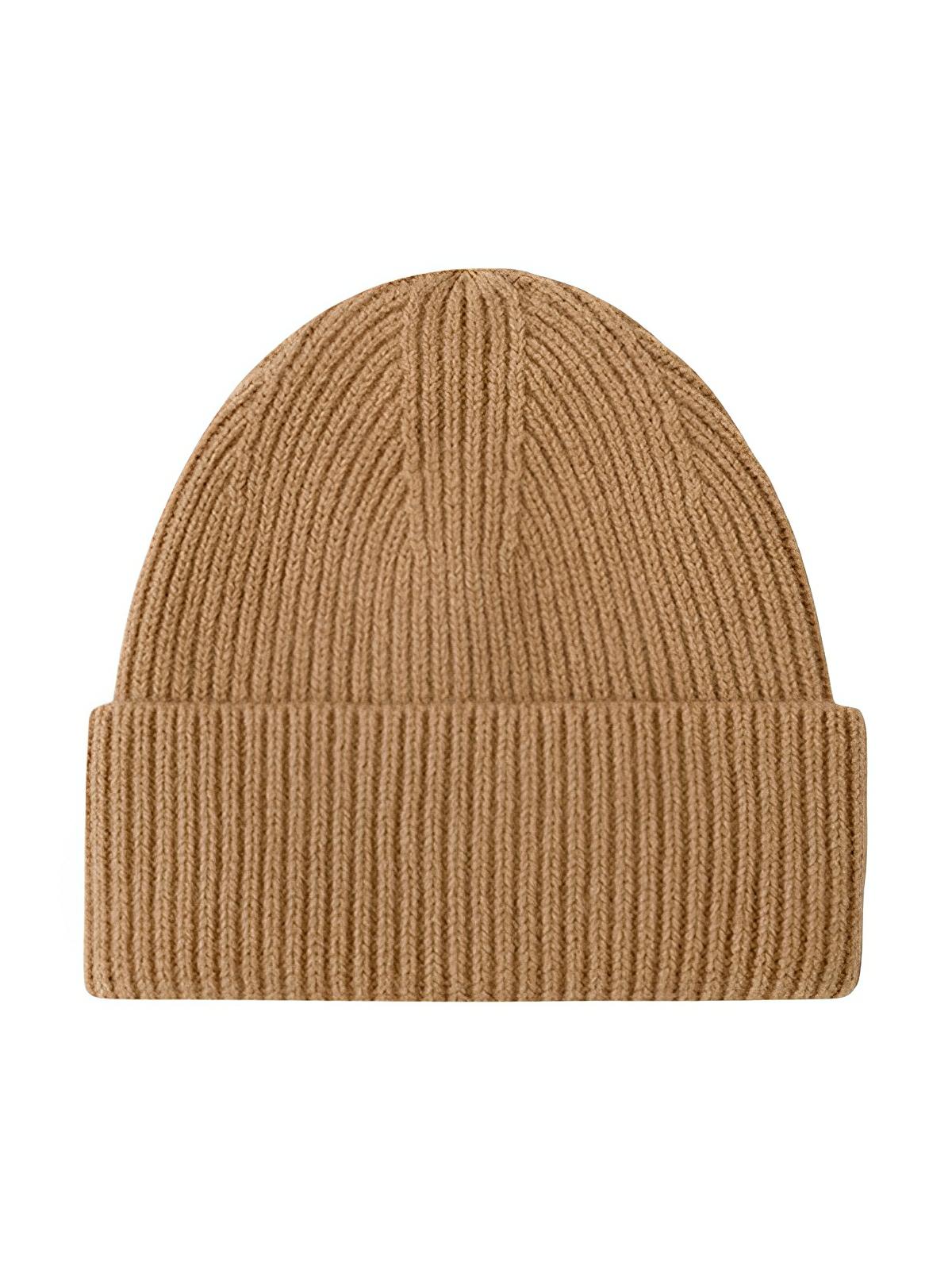 Bonnet en laine mixte, chaud pour l'hiver, tricoté et épais, doux extensible, coupe - vent, modèle Vic - Bonnets - Camel