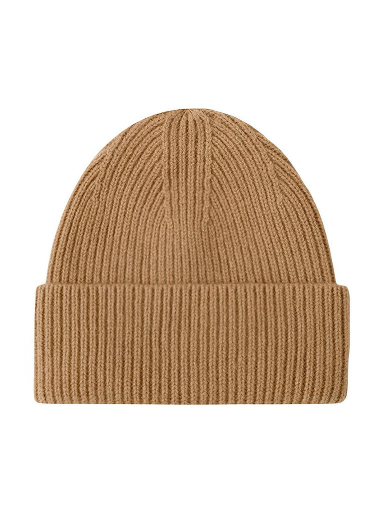 Bonnet en laine mixte, chaud pour l'hiver, tricoté et épais, doux extensible, coupe - vent, modèle Vic - Bonnets - Camel