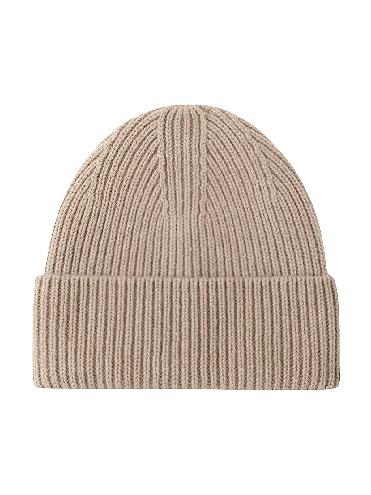Bonnet en laine mixte, chaud pour l'hiver, tricoté et épais, doux extensible, coupe - vent, modèle Vic - Bonnets - Beige