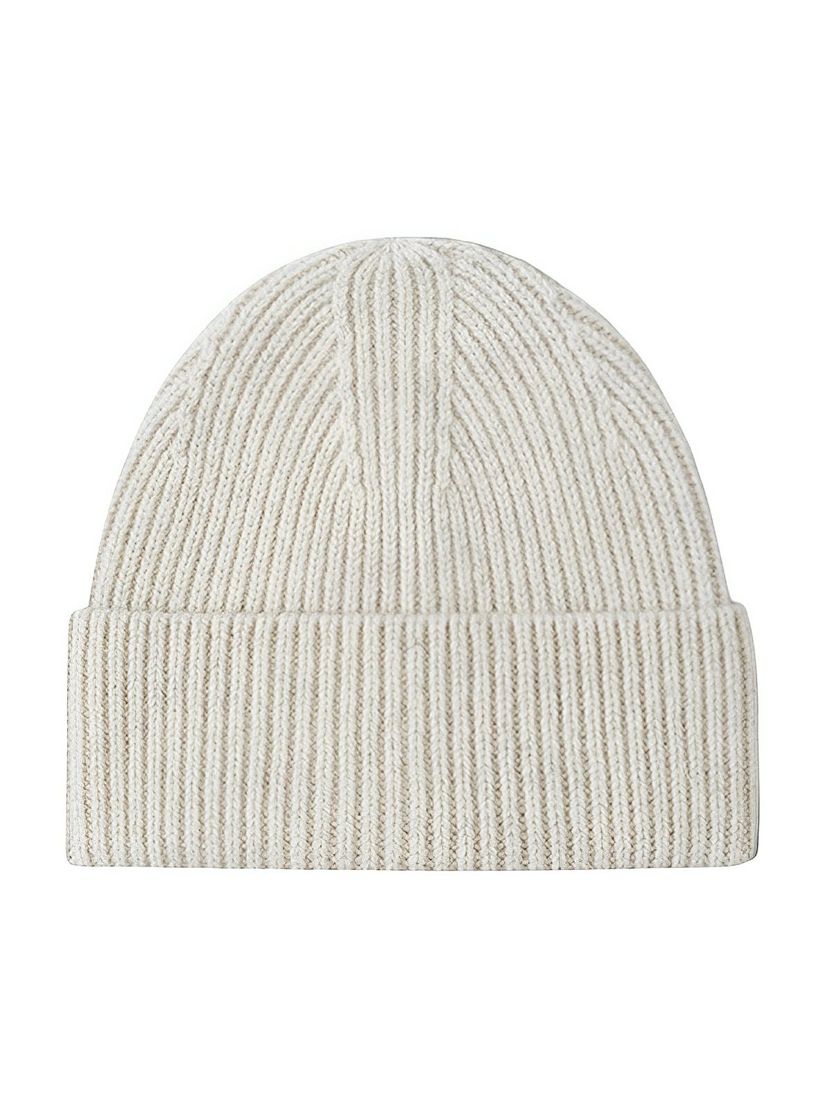 Bonnet en laine mixte, chaud pour l'hiver, tricoté et épais, doux extensible, coupe - vent, modèle Vic - Bonnets - Blanc cassé