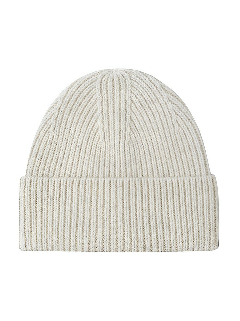 Bonnet en laine mixte, chaud pour l'hiver, tricoté et épais, doux extensible, coupe - vent, modèle Vic - Bonnets - Blanc cassé