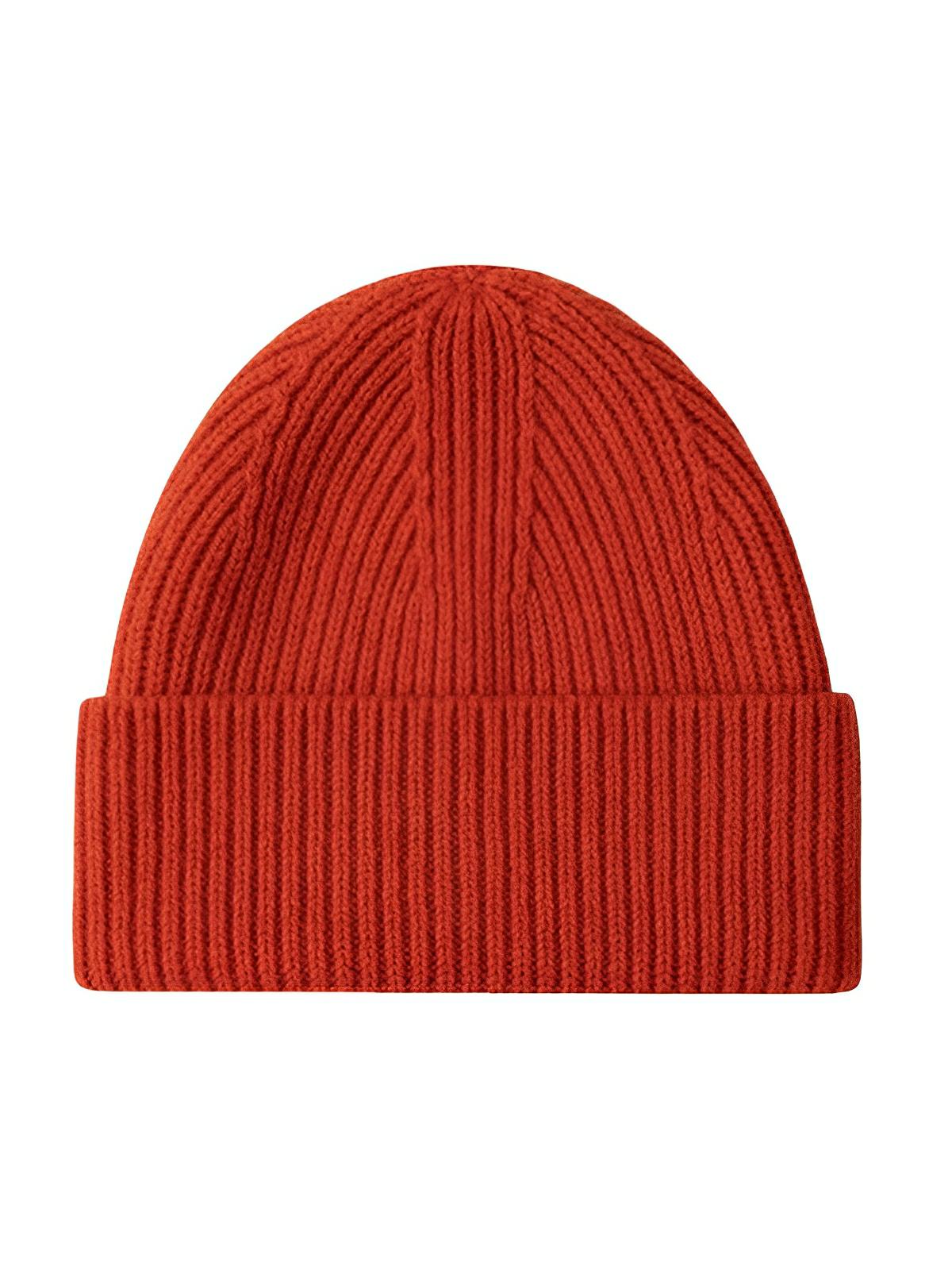 Bonnet en laine mixte, chaud pour l'hiver, tricoté et épais, doux extensible, coupe - vent, modèle Vic - Bonnets - Orange