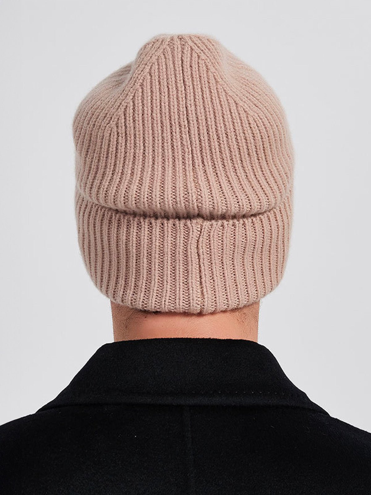Bonnet en laine mixte, chaud pour l'hiver, tricoté et épais, doux extensible, coupe - vent, modèle Vic - Bonnets - Beige