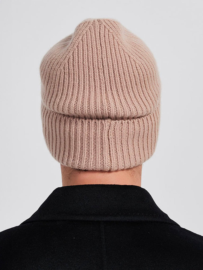 Bonnet en laine mixte, chaud pour l'hiver, tricoté et épais, doux extensible, coupe - vent, modèle Vic - Bonnets - Beige
