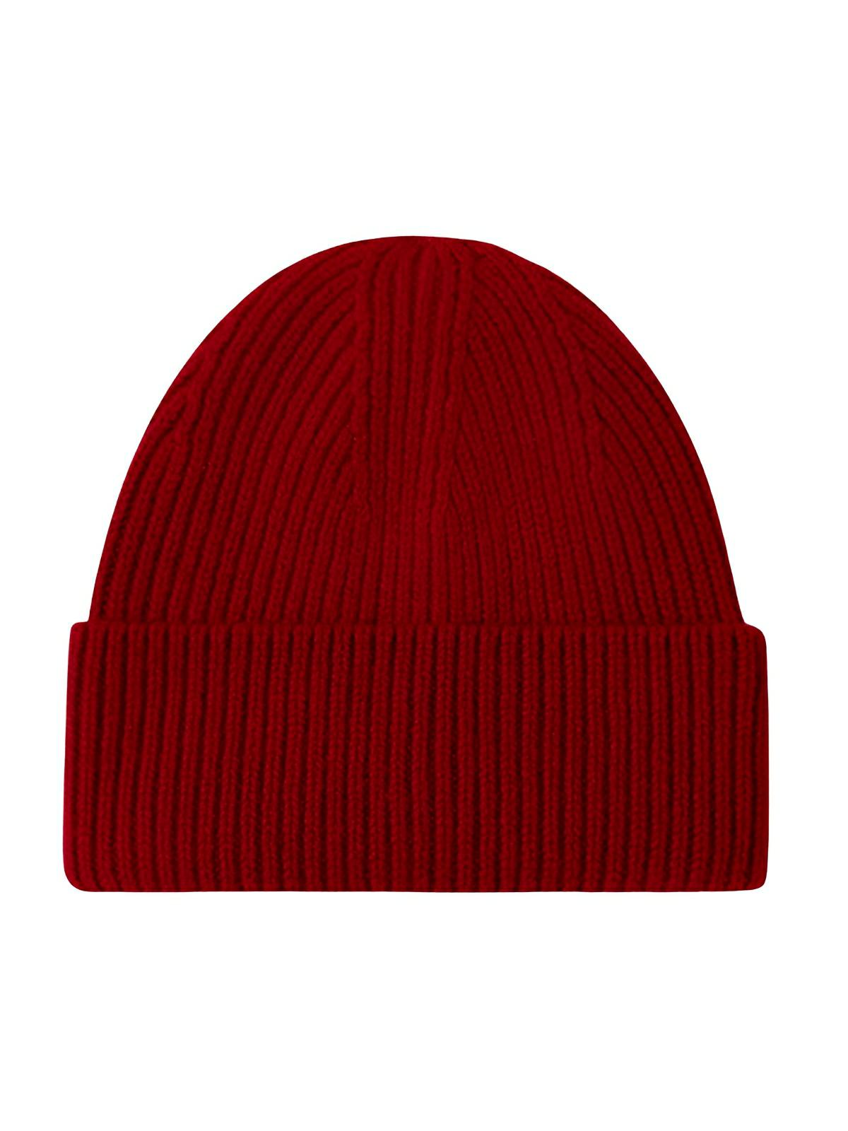 Bonnet en laine mixte, chaud pour l'hiver, tricoté et épais, doux extensible, coupe - vent, modèle Vic - Bonnets - Bordeaux
