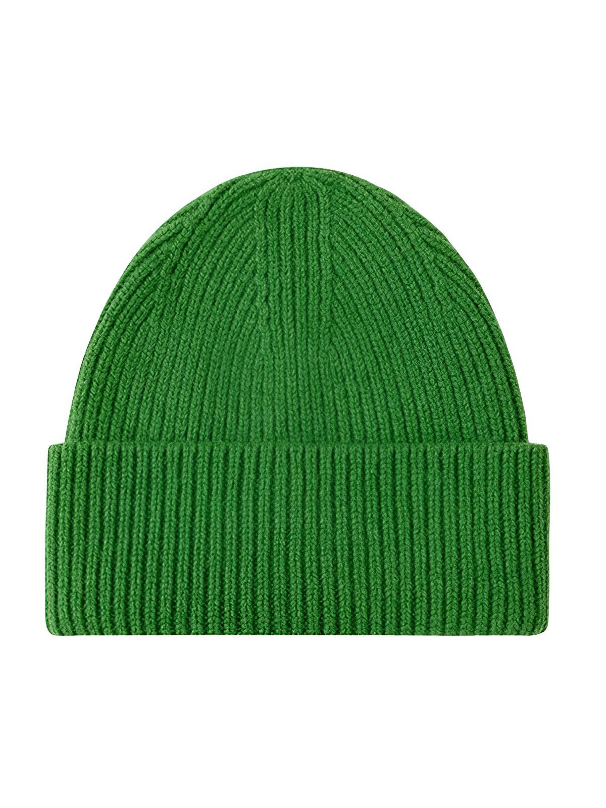 Bonnet en laine mixte, chaud pour l'hiver, tricoté et épais, doux extensible, coupe - vent, modèle Vic - Bonnets - Vert