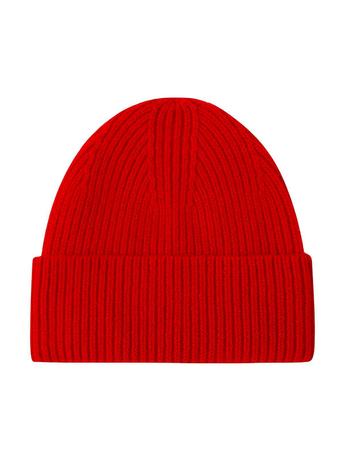 Bonnet en laine mixte, chaud pour l'hiver, tricoté et épais, doux extensible, coupe - vent, modèle Vic - Bonnets - Rouge