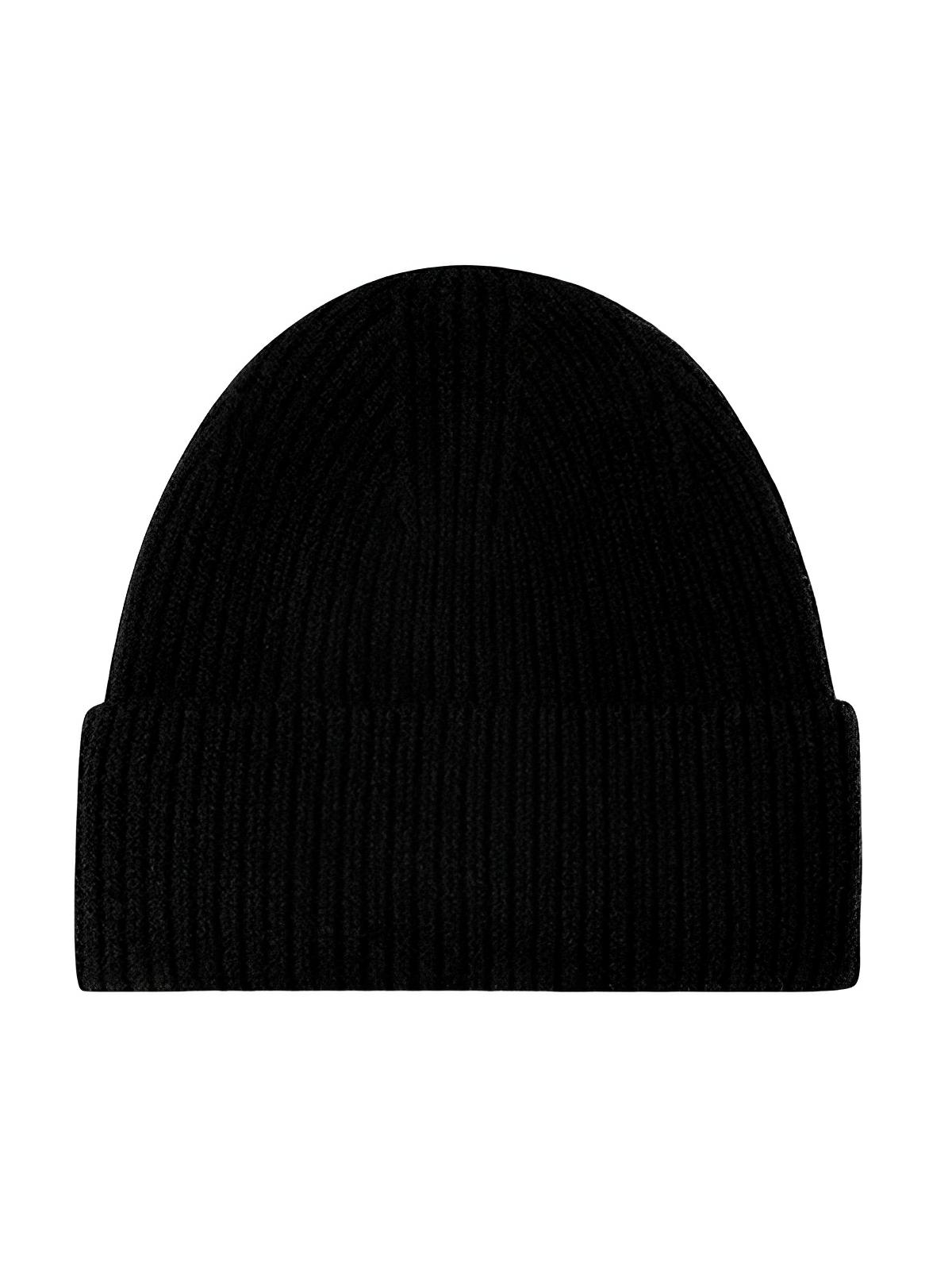 Bonnet en laine mixte, chaud pour l'hiver, tricoté et épais, doux extensible, coupe - vent, modèle Vic - Bonnets - Noir