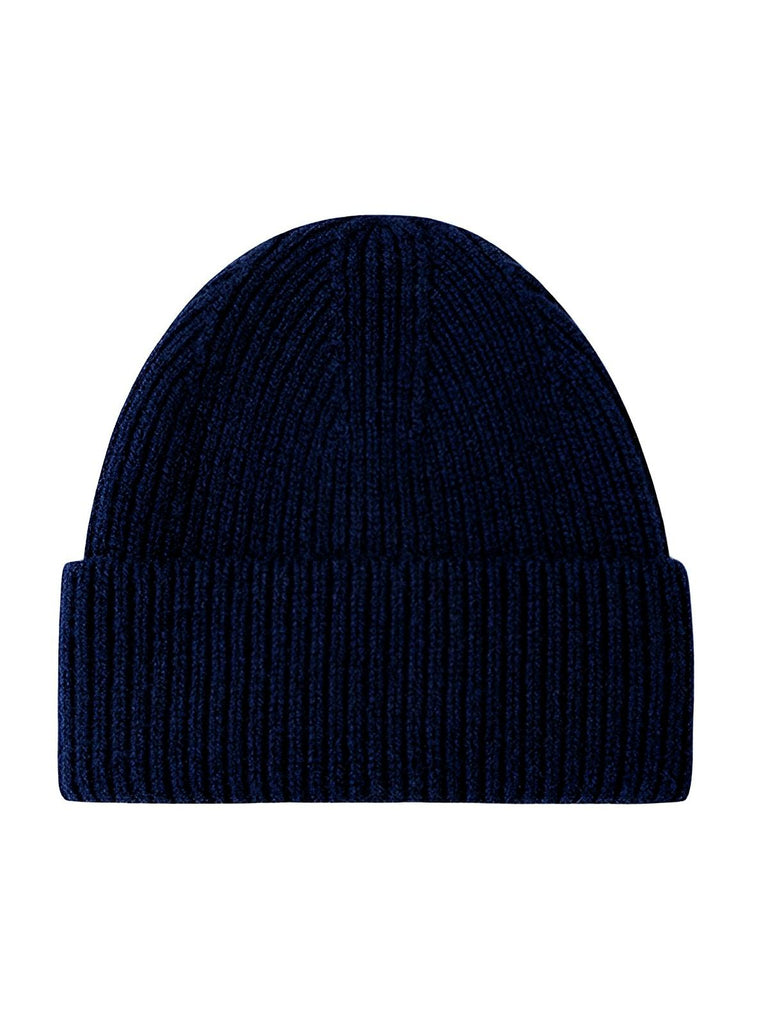 Bonnet en laine mixte, chaud pour l'hiver, tricoté et épais, doux extensible, coupe - vent, modèle Vic - Bonnets - Bleu marine