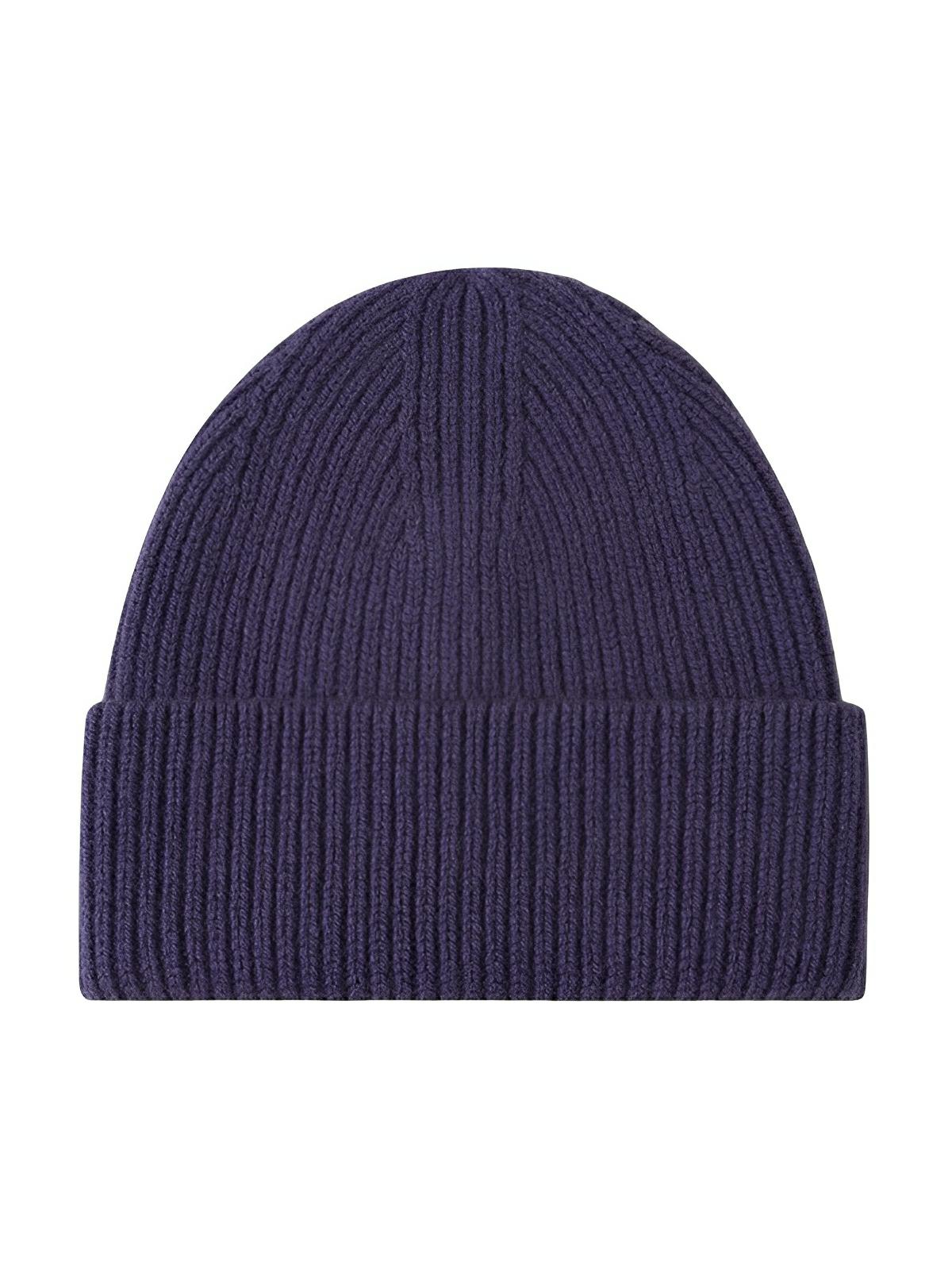 Bonnet en laine mixte, chaud pour l'hiver, tricoté et épais, doux extensible, coupe - vent, modèle Vic - Bonnets - Violet
