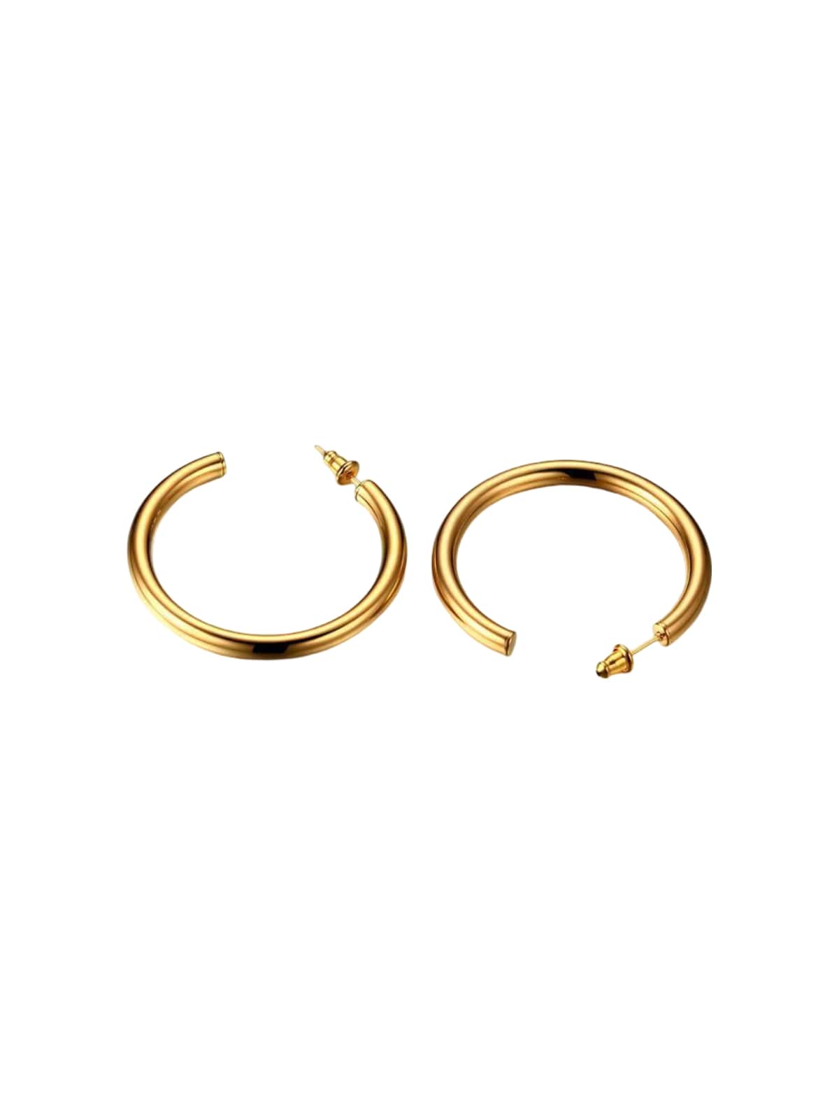 Boucles d’oreilles C acier inoxydable, plaqué or, femme, style européen américain, multiples tailles, acier 316, modèle Roberte - Boucles d'oreilles - Or 20 mm